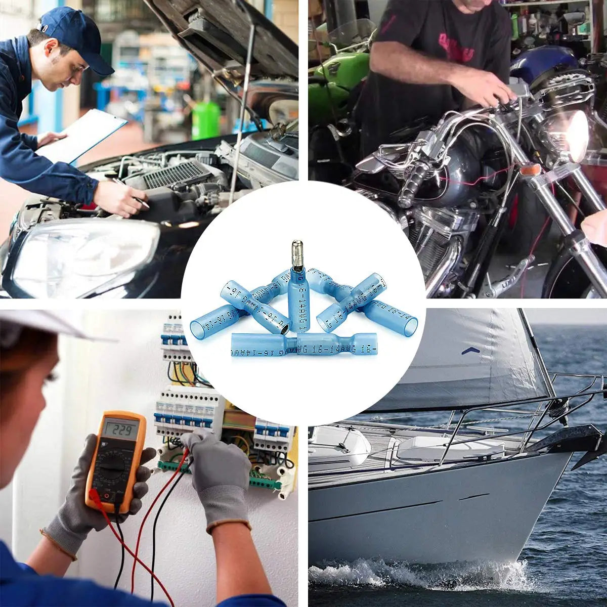 20/50PCS Bullet Waterproof Insulated Connectors Female Male Solder Wire Insulated Splice Butt Terminals Blue 1.5-2.5mm²/14-16AWG