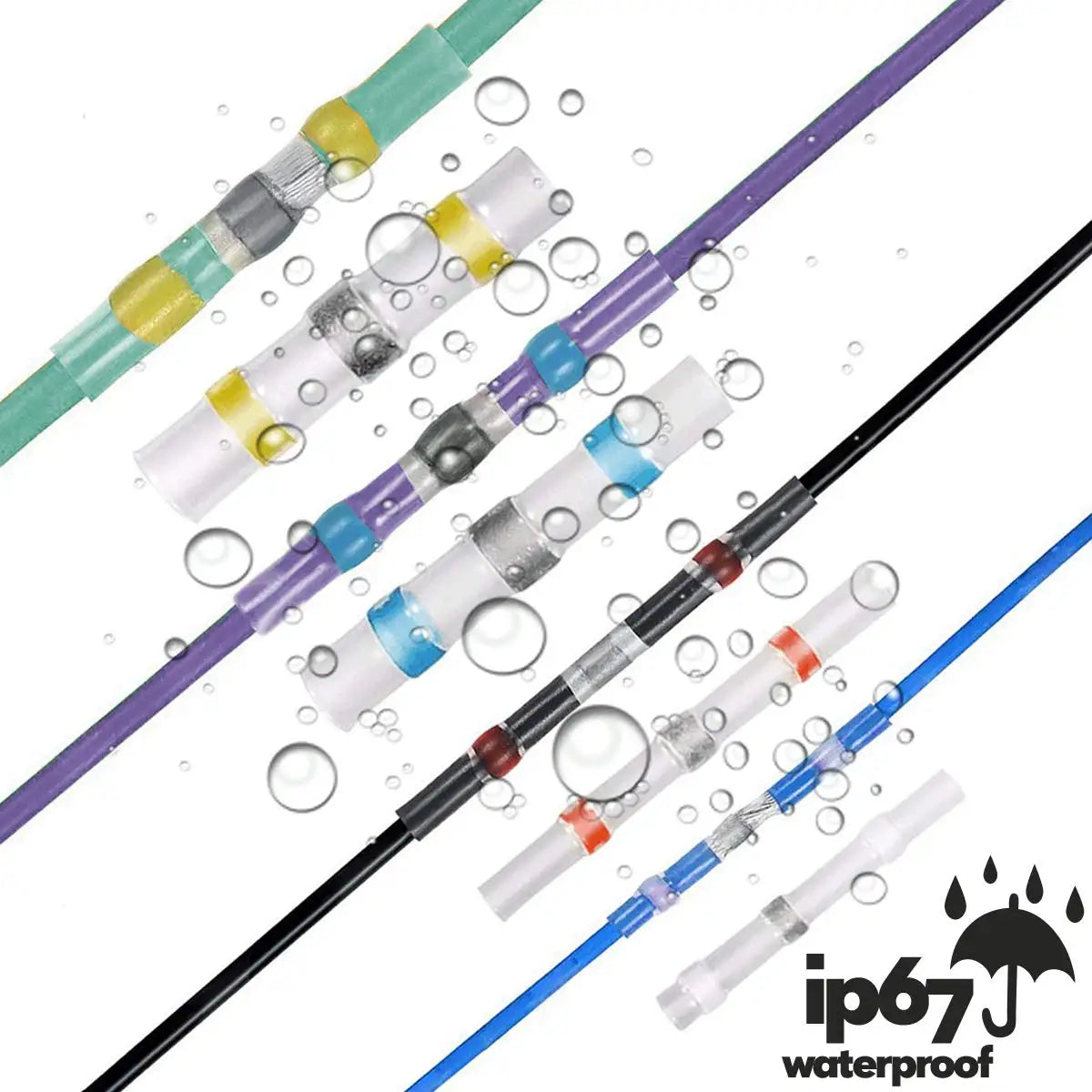 110PCS Seal Heat Shrink Butt Wire Connectors Solder Sleeve AWG26-10 Waterproof Butt Connector Insulated Assortment Terminals Kit