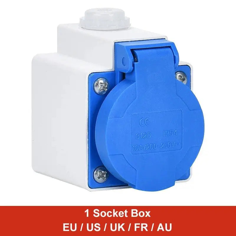 UK US EU FR IT sockets Outdoor socket box with switch MCB RCBO 110V 220V 16A Home wall Mounted Waterproof Distribution Box - electrical center b2c