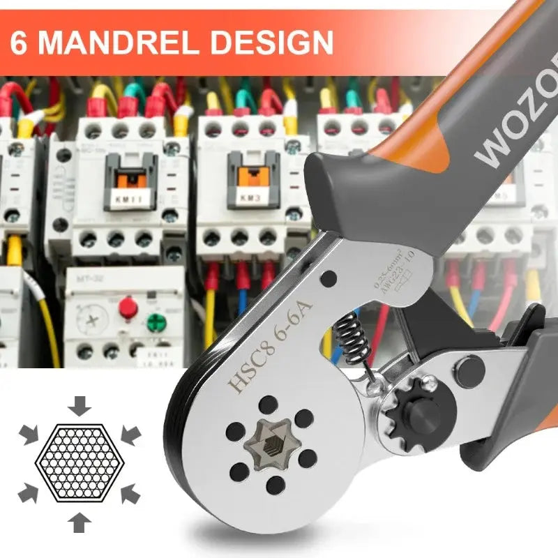 WOZOBUY Tubular Terminal Crimping Tools Mini hand Pliers HSC8 6-4 0.25-10mm² 23-7AWG 6-6 0.25-6mm² High Precision Clamp Sets - electrical center b2c