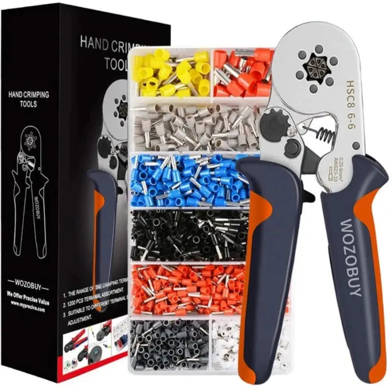 WOZOBUY Tubular Terminal Crimping Tools Mini hand Pliers HSC8 6-4 0.25-10mm² 23-7AWG 6-6 0.25-6mm² High Precision Clamp Sets - electrical center b2c