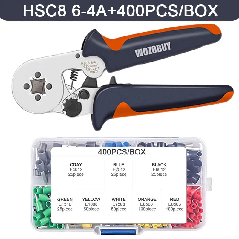WOZOBUY Tubular Terminal Crimping Tools Mini hand Pliers HSC8 6-4 0.25-10mm² 23-7AWG 6-6 0.25-6mm² High Precision Clamp Sets - electrical center b2c