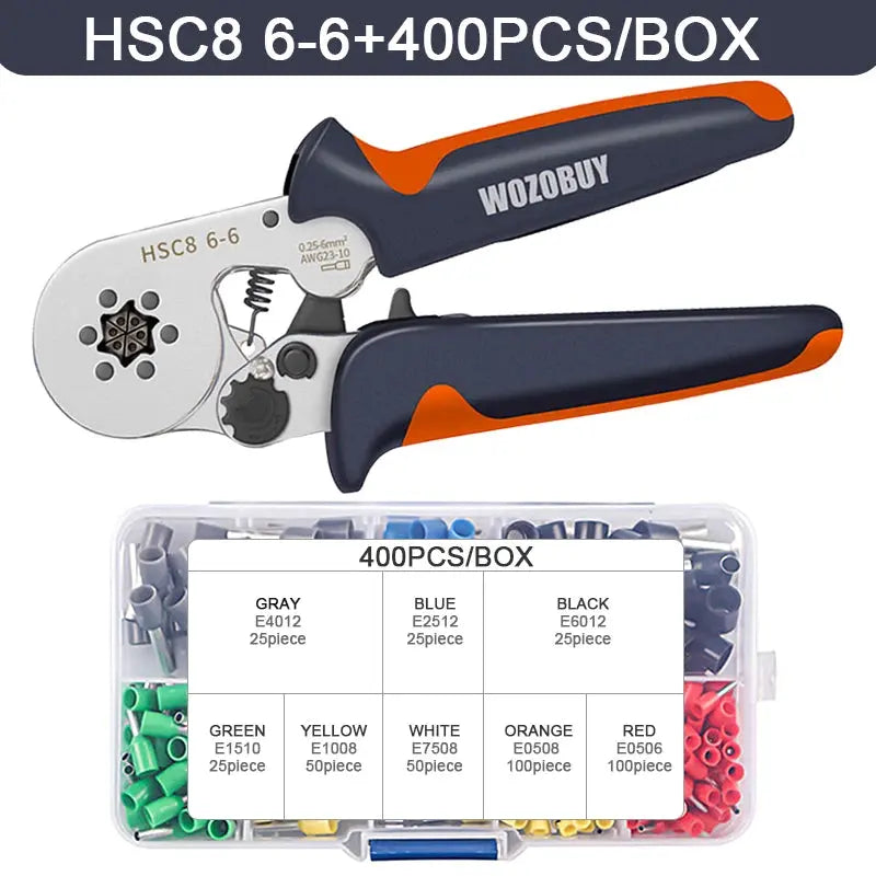 WOZOBUY Tubular Terminal Crimping Tools Mini hand Pliers HSC8 6-4 0.25-10mm² 23-7AWG 6-6 0.25-6mm² High Precision Clamp Sets - electrical center b2c