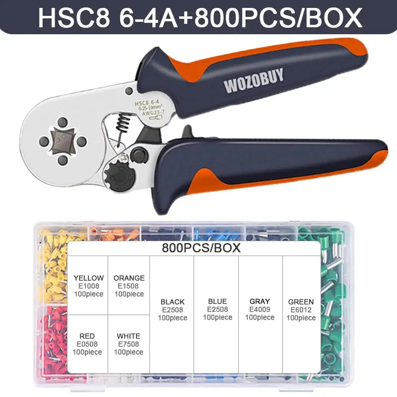WOZOBUY Tubular Terminal Crimping Tools Mini hand Pliers HSC8 6-4 0.25-10mm² 23-7AWG 6-6 0.25-6mm² High Precision Clamp Sets - electrical center b2c