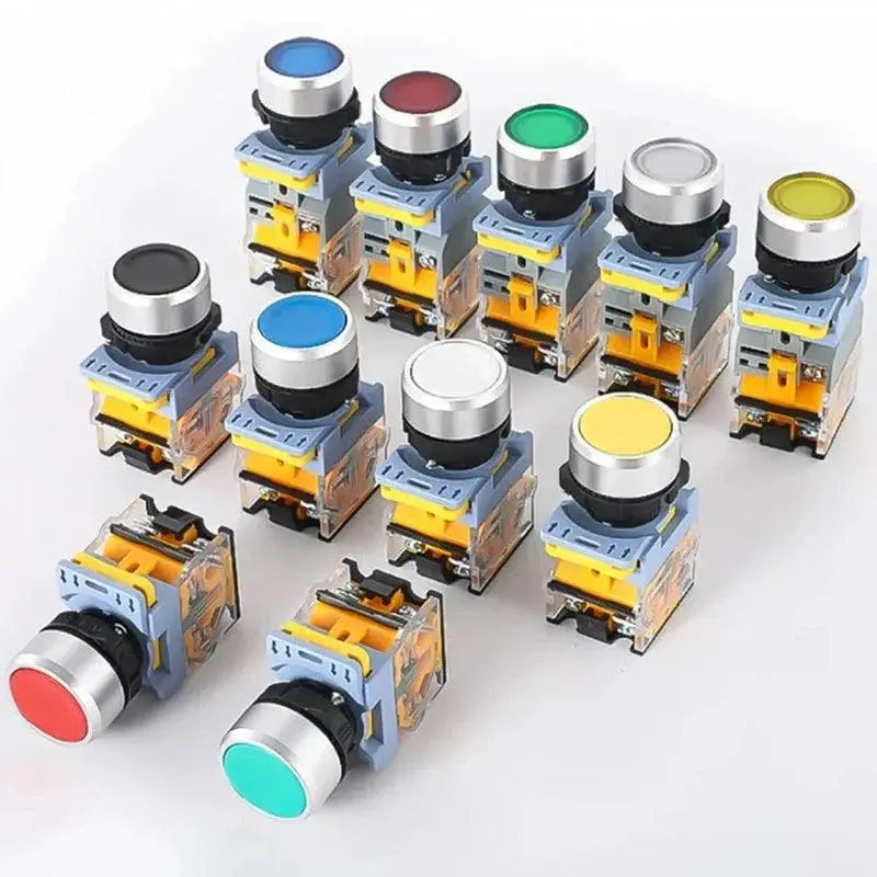 Waterproof Push Button Switch 22mm Momentary Reset Self Locking Power Button Switch 10A 1NO 1NC Red Green Yellow Blue White - electrical center b2c