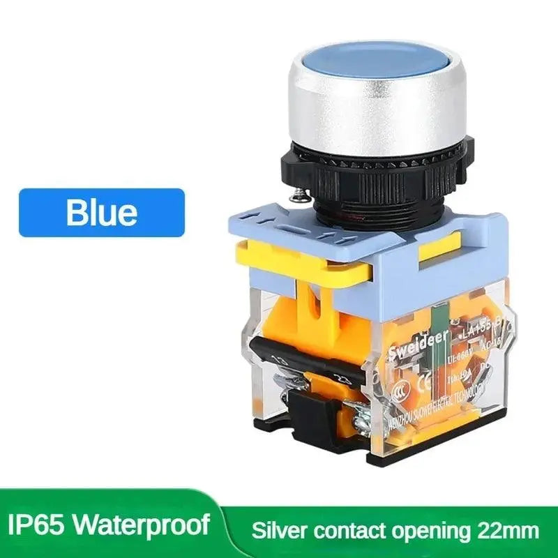 Waterproof Push Button Switch 22mm Momentary Reset Self Locking Power Button Switch 10A 1NO 1NC Red Green Yellow Blue White - electrical center b2c