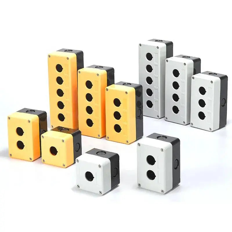 Waterproof button box switch control box 12345 hole industrial switch indicator box 22mm Yellow shell, gray shell - electrical center b2c