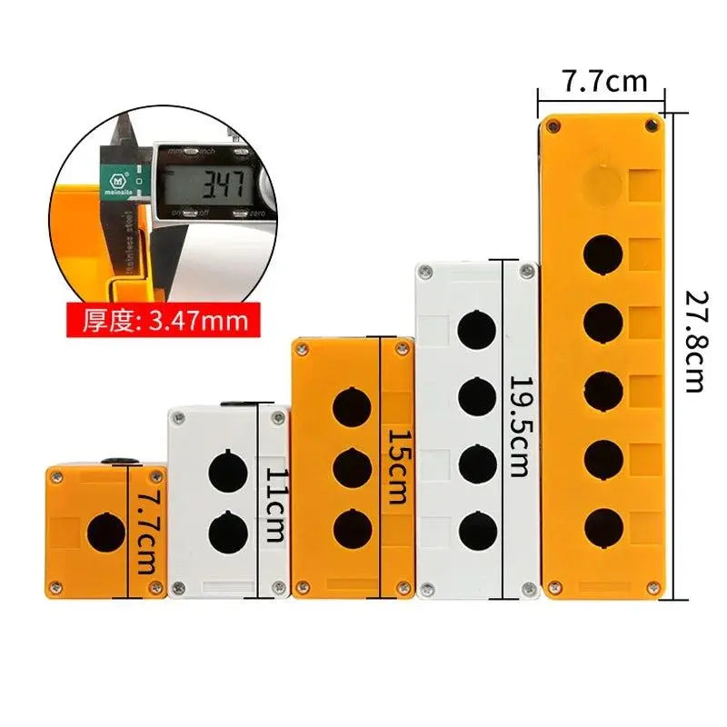 Waterproof button box switch control box 12345 hole industrial switch indicator box 22mm Yellow shell, gray shell - electrical center b2c