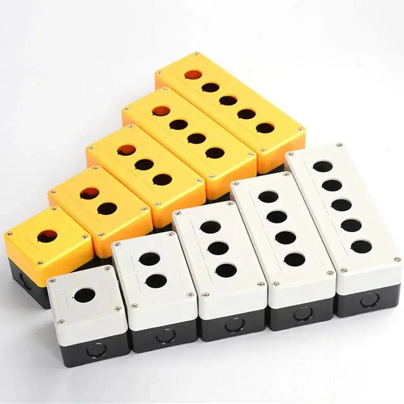 Waterproof button box switch control box 12345 hole industrial switch indicator box 22mm Yellow shell, gray shell - electrical center b2c