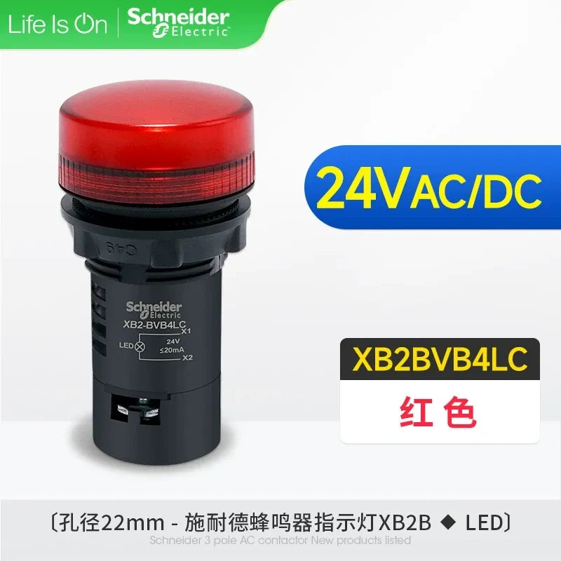 Schneider Indicator Light ,XB2BVB4LC RED LED Indicator ,AC/DC 24V 22mm Panel Mount Light, Industrial Signal Lamp 