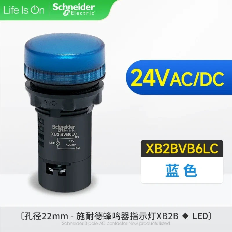Schneider Indicator Light ,XB2BVB6LC BLUE LED Indicator ,AC/DC 24V 22mm Panel Mount Light, Industrial Signal Lamp 