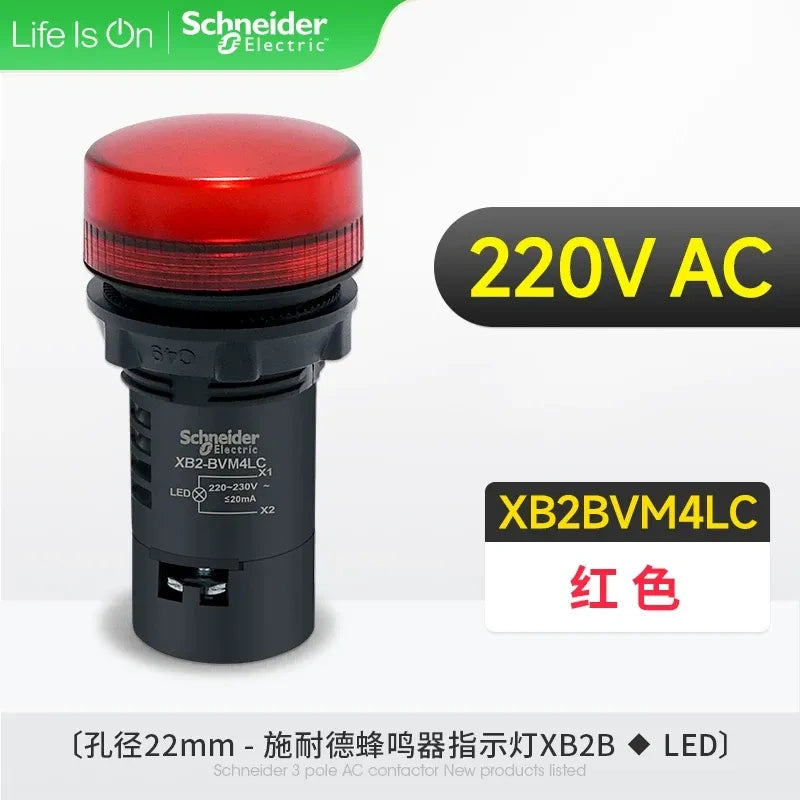 Schneider Indicator Light ,XB2BVM4LC R EDLED Indicator ,AC 220V 22mm Panel Mount Light, Industrial Signal Lamp 