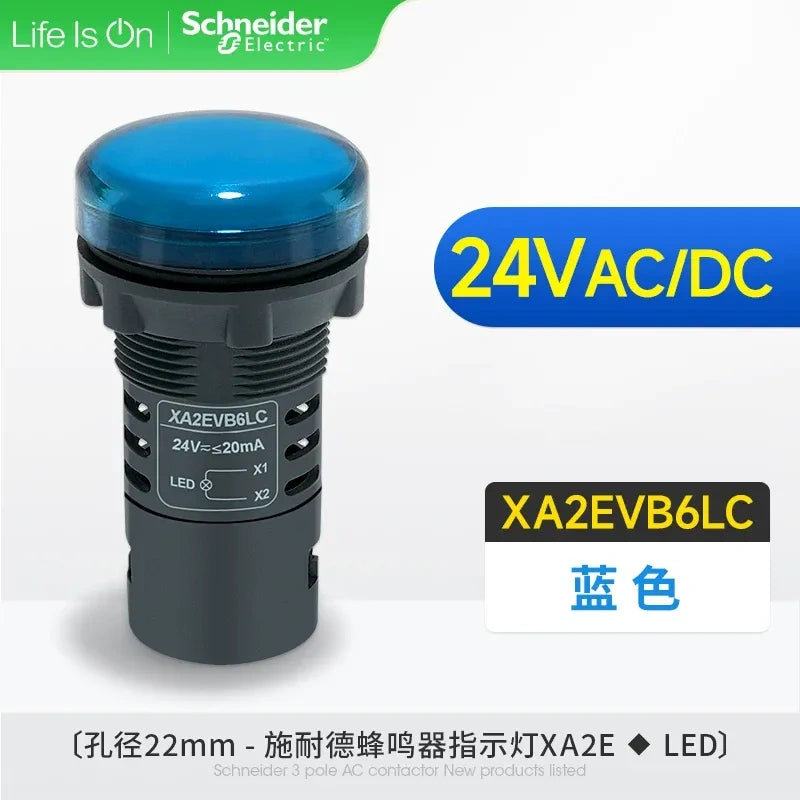 Schneider Indicator Light ,XB2EVB6LC BLUE LED BUZZER Indicator ,AC/DC 24V 22mm Panel Mount Light, Industrial Signal Lamp 
