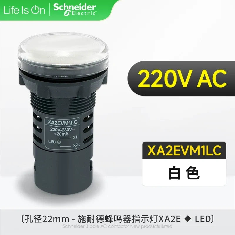 Schneider Indicator Light ,XB2EVM1LC WHITE LED BUZZER Indicator ,AC 220V 22mm Panel Mount Light, Industrial Signal Lamp 