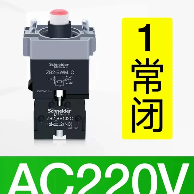 ZB2BW push button,ZB2BWM42C – RED led 1NC illuminated push button,LED pushbutton switch,ac220v lighted push button