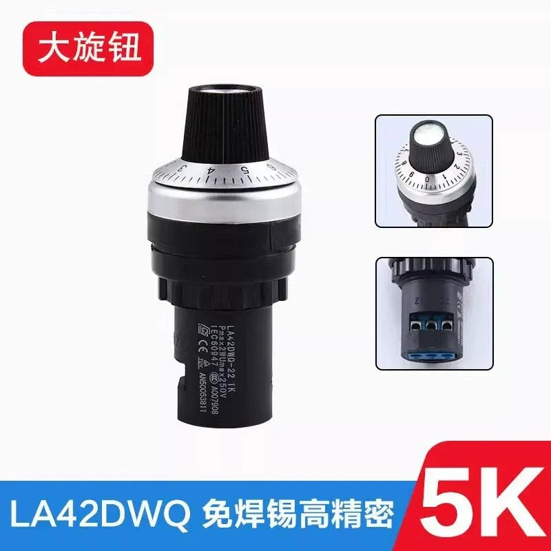 LA42DWQ-22,22mm potentiometer,inverter speed potentiometer,rotary potentiometer,5k potentiometer,22mm rotary pot,analog speed adjustment potentiometer