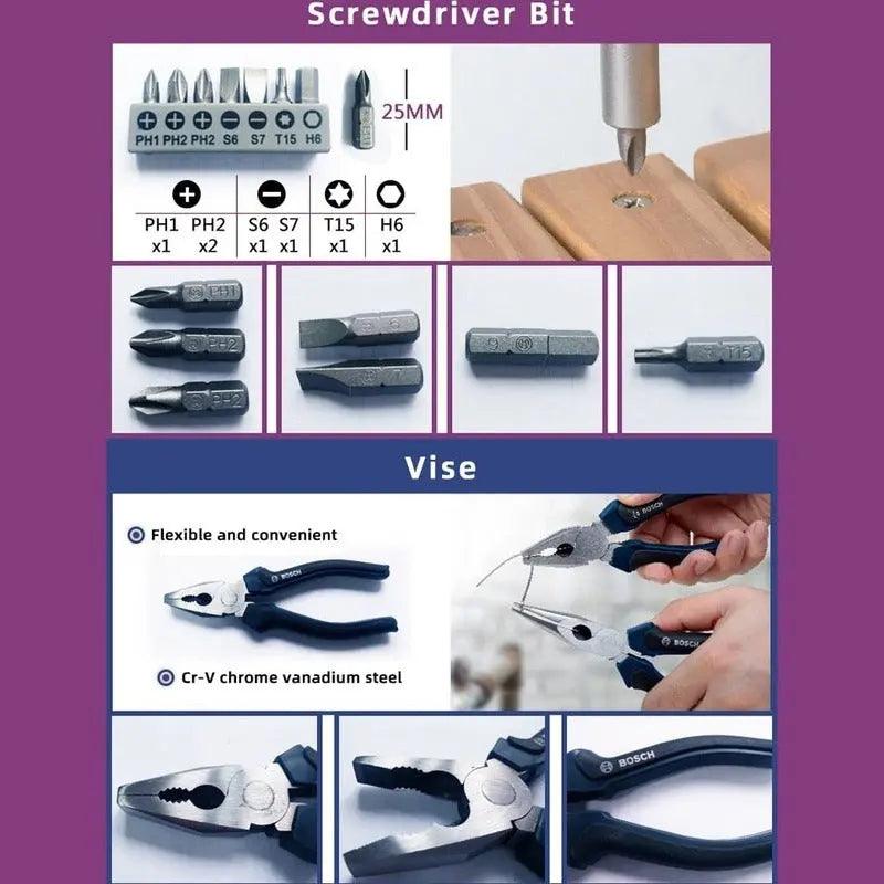 BOSCH- 12-piece Household Multi-function Hardware Toolbox Manual - electrical center b2c