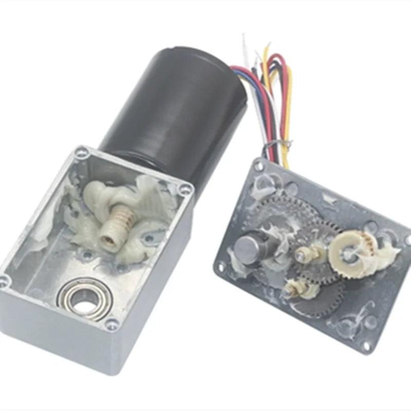 Brushless DC Worm Geared Motor Low Speed 8-470RPM High Torque BLDC Motor 12V 24V Double Shaft Adjustable Speed Reverse Self Lock,geared bldc motor