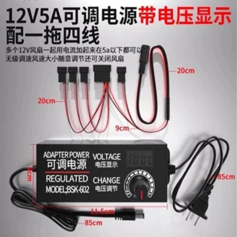 47572409024705 Computer Case Fan Speed Regulator Transformer External Power Adapter AC 220V to DC 3V-12V 2A 5A PWM 4p Adjustment