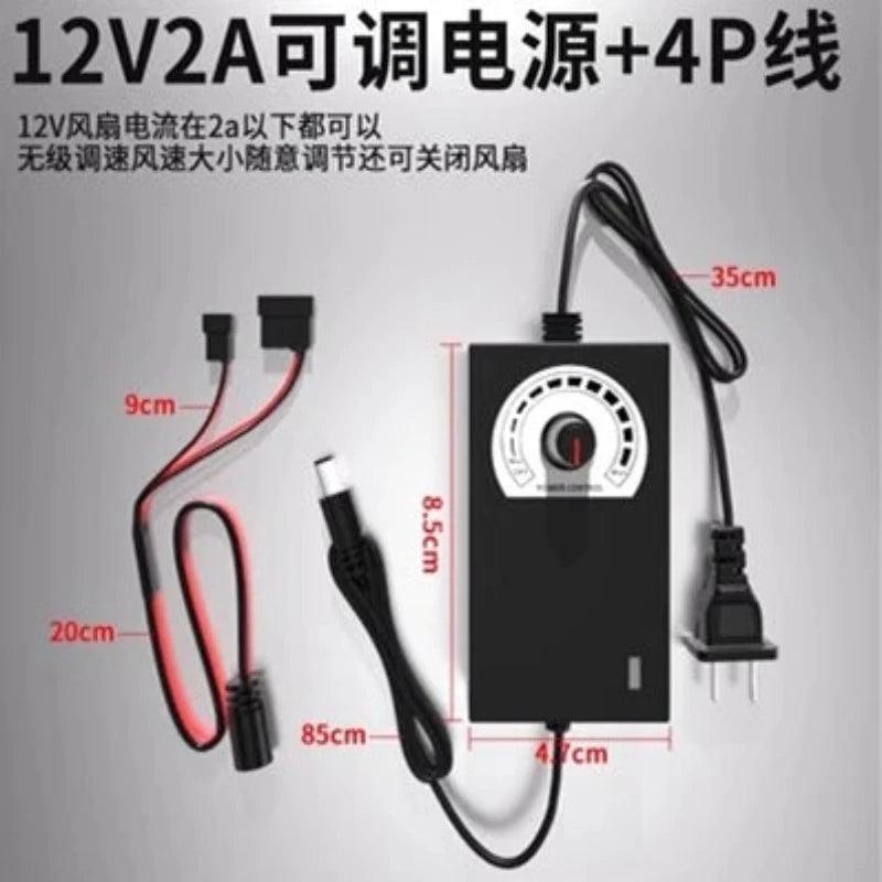 Computer Case Fan Speed Regulator Transformer External Power Adapter AC 220V to DC 3V-12V 2A 5A PWM 4p Adjustment