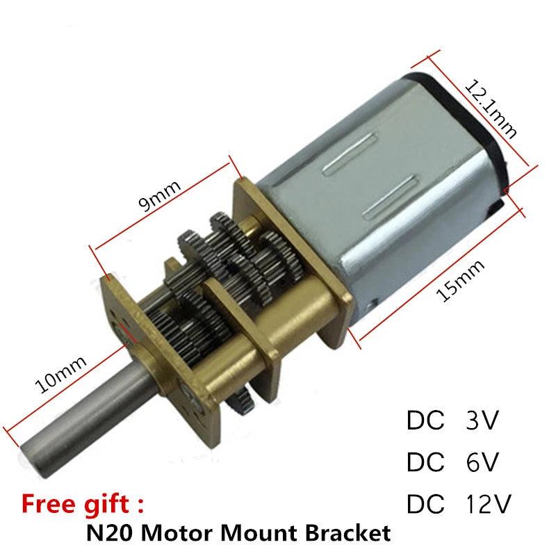 DC 3V/6V/12V N20 Mini Micro Metal Gear Motor with Gearwheel DC Motors 15/30/50/60/100/200/300/500/1000RPM