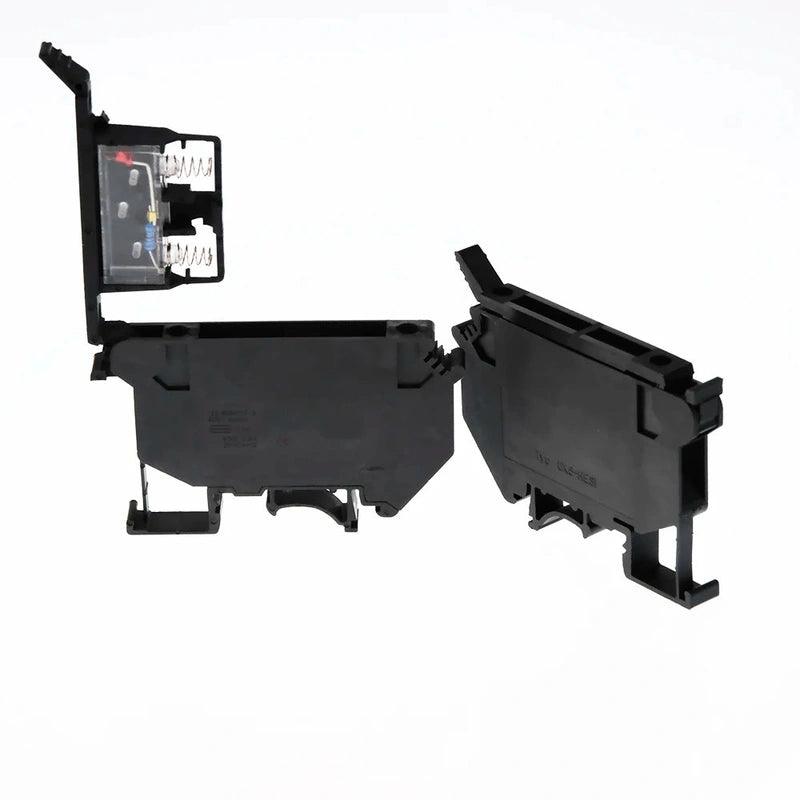 Din Rail Terminal Blocks 10Pcs UK-5-HESI Black Connector Screw Fuse Terminal Block Connector Screw Fuse Holder Conductor - electrical center b2c