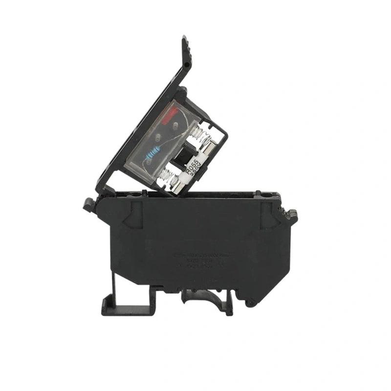 Din Rail Terminal Blocks 10Pcs UK-5-HESI Black Connector Screw Fuse Terminal Block Connector Screw Fuse Holder Conductor - electrical center b2c