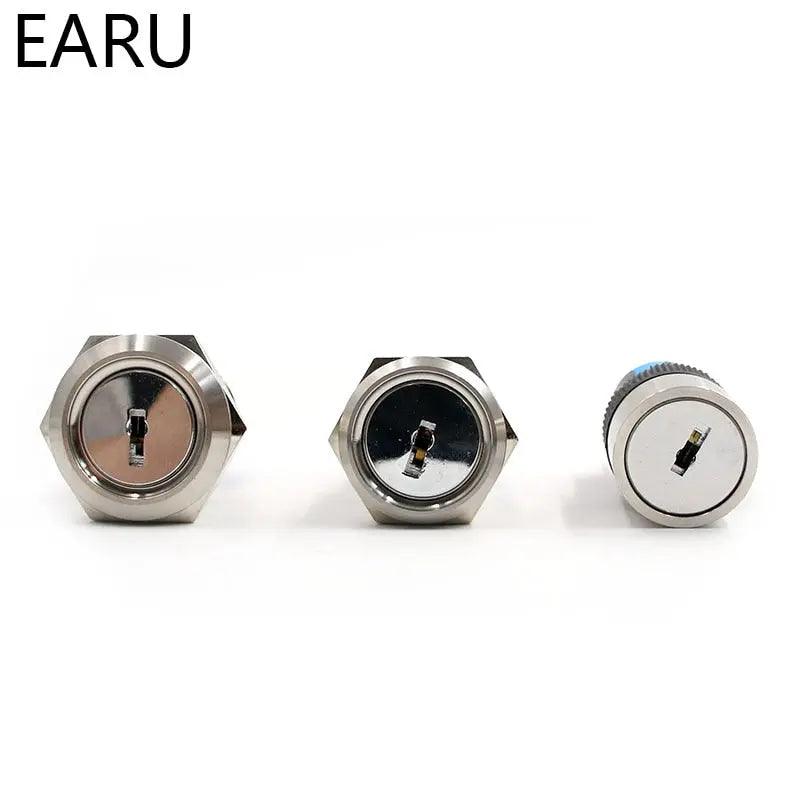 EARU- 16mm 19mm 22mm Waterproof Stainless Steel Lock Key Knob Rotary Switch - electrical center b2c