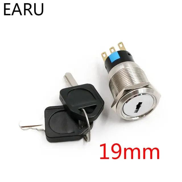 EARU- 16mm 19mm 22mm Waterproof Stainless Steel Lock Key Knob Rotary Switch - electrical center b2c