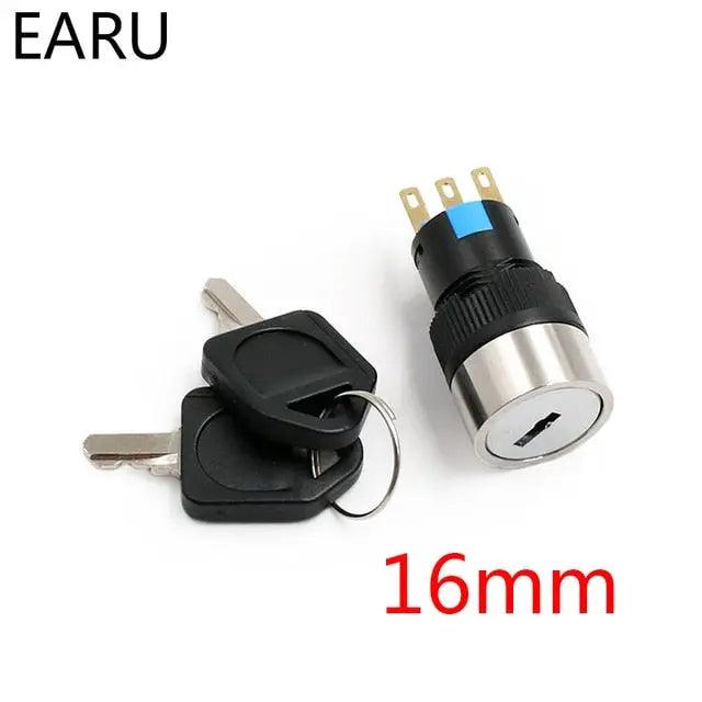 EARU- 16mm 19mm 22mm Waterproof Stainless Steel Lock Key Knob Rotary Switch - electrical center b2c
