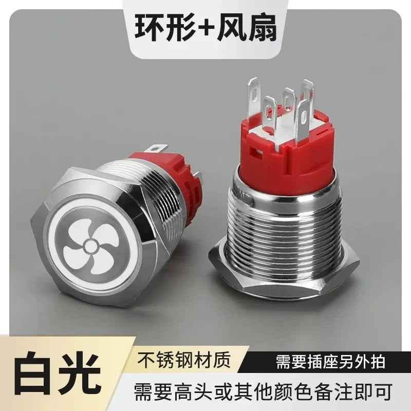 IP66 Waterproof LED Metal Push Button Switch, Latching / Momentary, Start Stop Power Button, 16mm 19mm 22mm, Custom Symbol