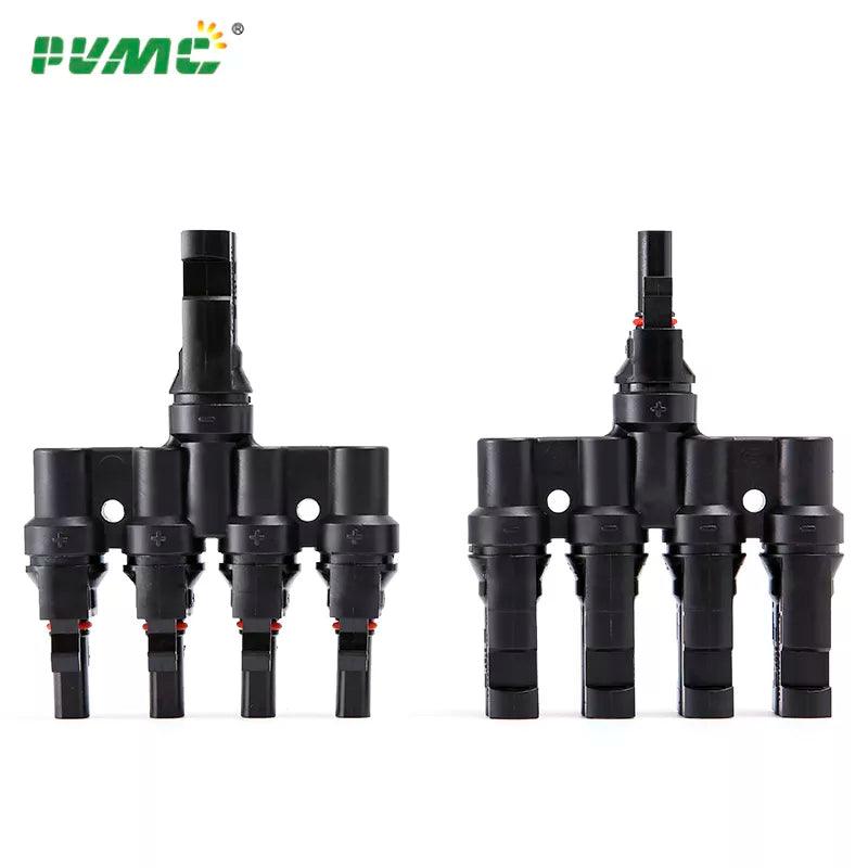 Free shipping 1 Pair x Male Female M/FM 4 to 1 Solar Panel Connector Cable Splitter Adapter  PV 4T Branch parallel Connector