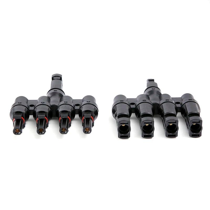 Free shipping 1 Pair x Male Female M/FM 4 to 1 Solar Panel Connector Cable Splitter Adapter  PV 4T Branch parallel Connector