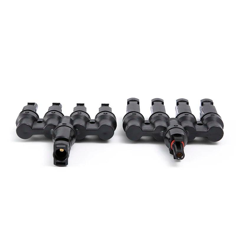 Free shipping 1 Pair x Male Female M/FM 4 to 1 Solar Panel Connector Cable Splitter Adapter  PV 4T Branch parallel Connector