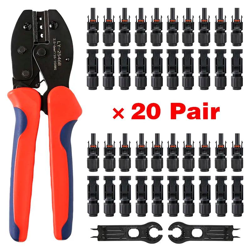 Free shipping DC Solar Connector 1000V30A Solar Panel Branch PV Connectors Connect Stecker Tool Crimping pliers Wholesale