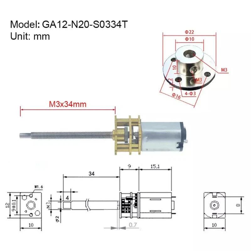 thread dc motor,dc motor ga12 n20
