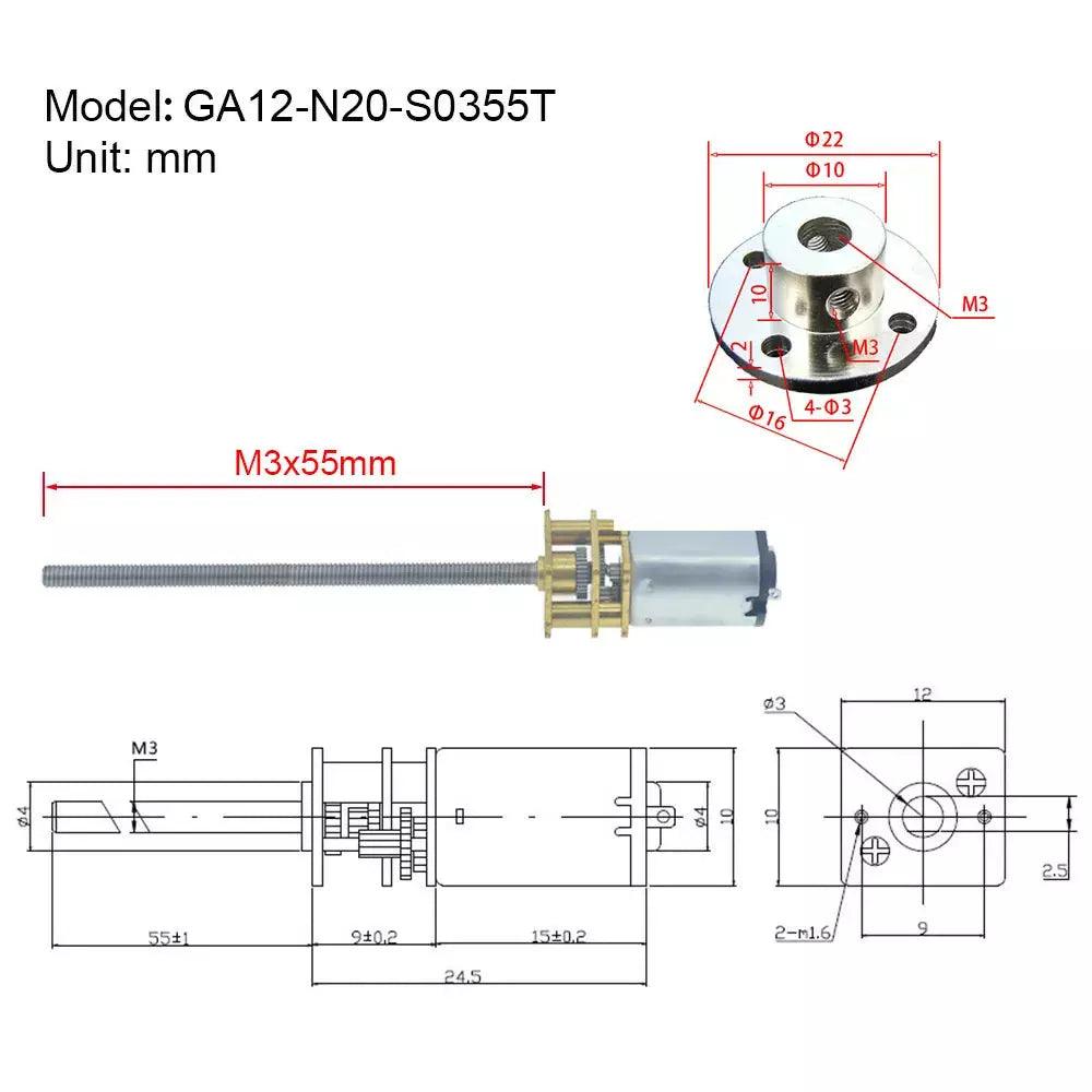 m3x55 dc motor,dc motor ga12 n20