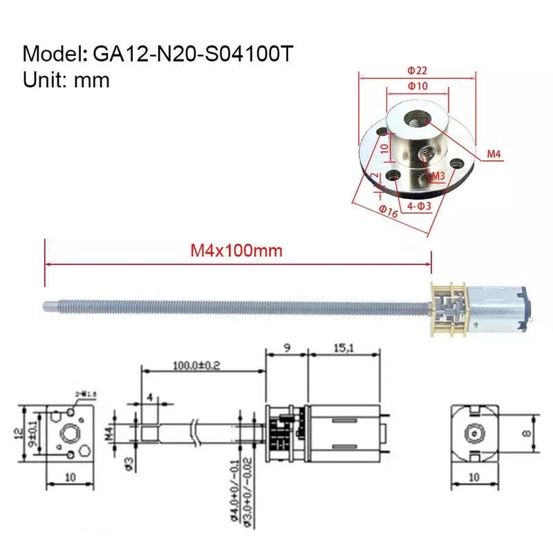 100mm thread motor,dc motor n20 m4,dc motor ga12 n20