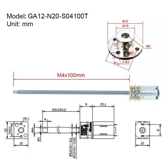 100mm thread motor,dc motor n20 m4,dc motor ga12 n20