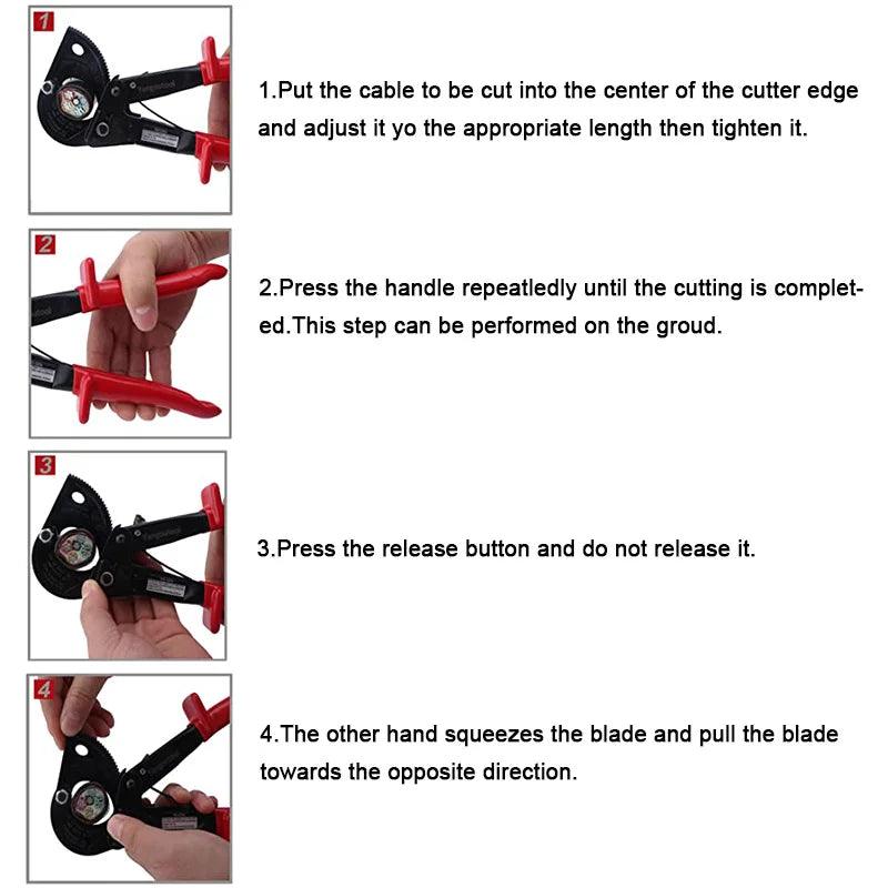 HS-325A Ratchet Wire Cutter for Cutting Copper-aluminum Solar Cables 1-240mm2