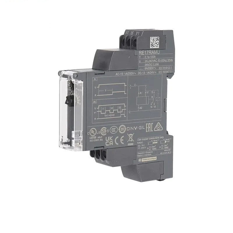 Schneider RE17 Time Relay,RE17RAMU, Asymmetric Flashing Relay, 24-240V AC/DC Timer, Compact DIN Rail Timer, Industrial Time Delay Relay, Schneider Harmony Timer, Adjustable Time Relay