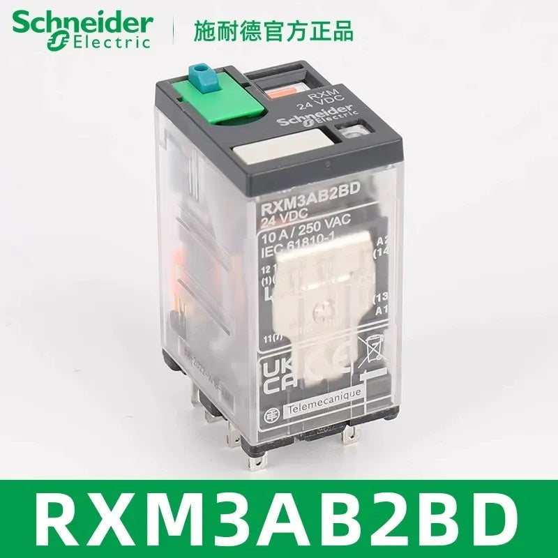 Schneider RXM3 Relay, RXM3AB2BD, RXM3AB2P7, RXM3AB2B7, 11 Pin Relay, 3NO3NC Relay, 3 Open 3 Closed Relay, Intermediate Relay, Plug-in Relay, Miniature Relay, DC24V Relay, AC230V Relay, AC24V Relay, Relay with LED Indicator, Relay with Test Button, Schneider RXM3, Industrial Control Relay, RXZE2S111M Socket Compatible