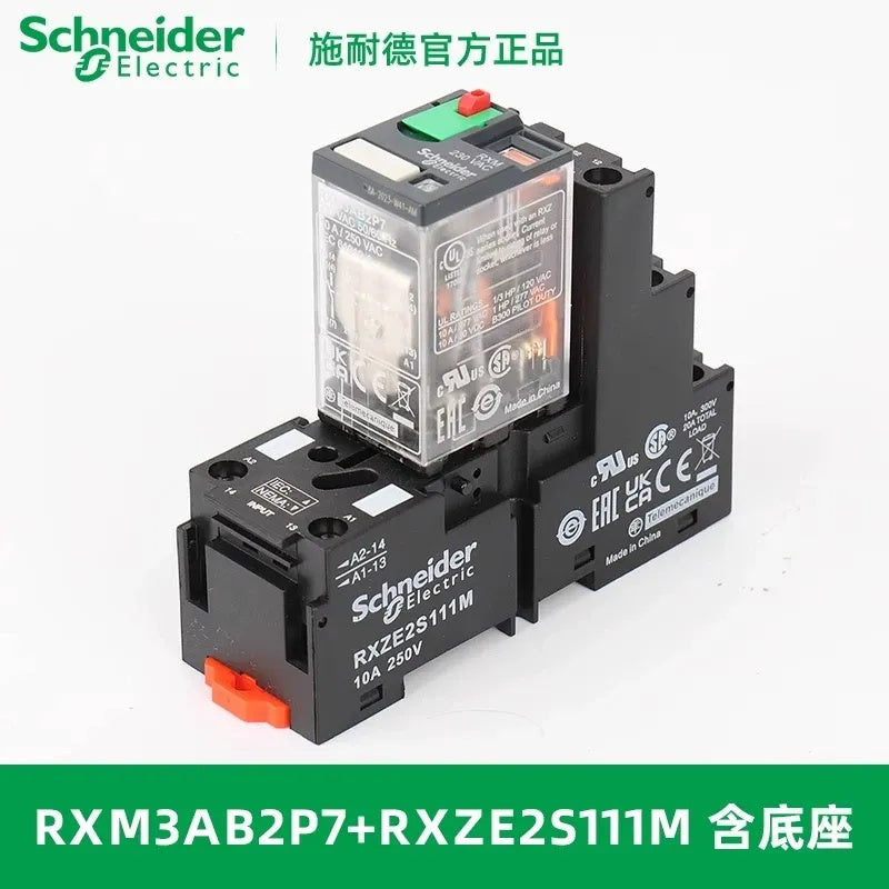 Schneider RXM3 Relay, RXM3AB2BD, RXM3AB2P7, RXM3AB2B7, 11 Pin Relay, 3NO3NC Relay, 3 Open 3 Closed Relay, Intermediate Relay, Plug-in Relay, Miniature Relay, DC24V Relay, AC230V Relay, AC24V Relay, Relay with LED Indicator, Relay with Test Button, Schneider RXM3, Industrial Control Relay, RXZE2S111M Socket Compatible