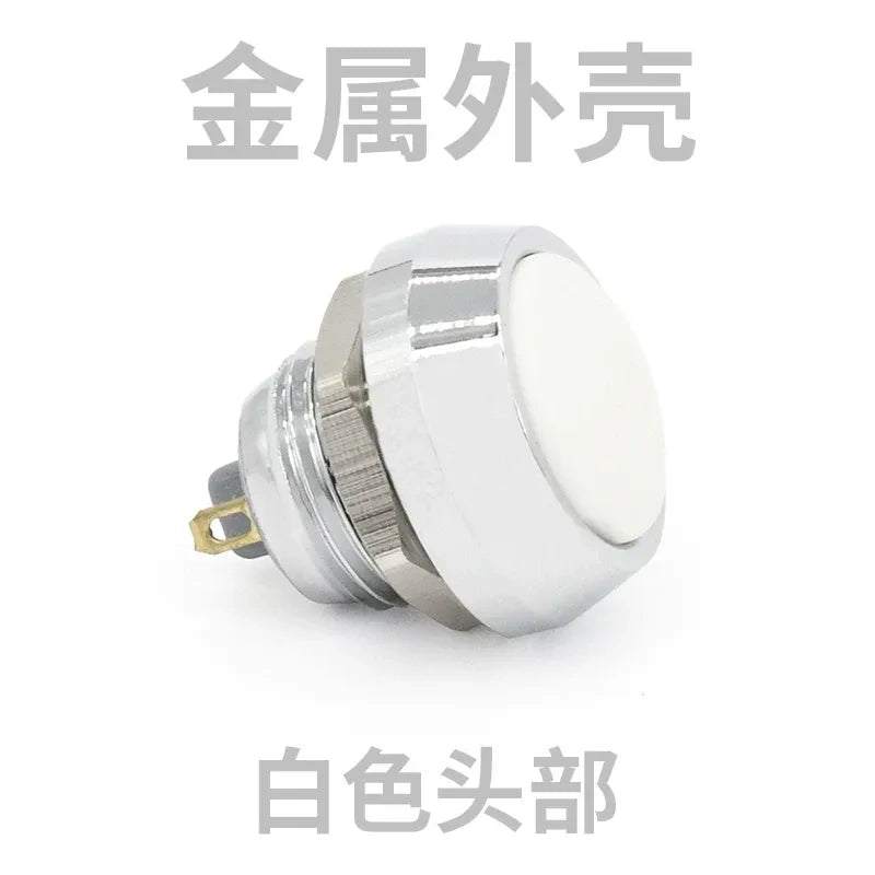 12mm spherical white head button,big dome momentary switch,screw foot push button,nickel?plated brass button,power start button