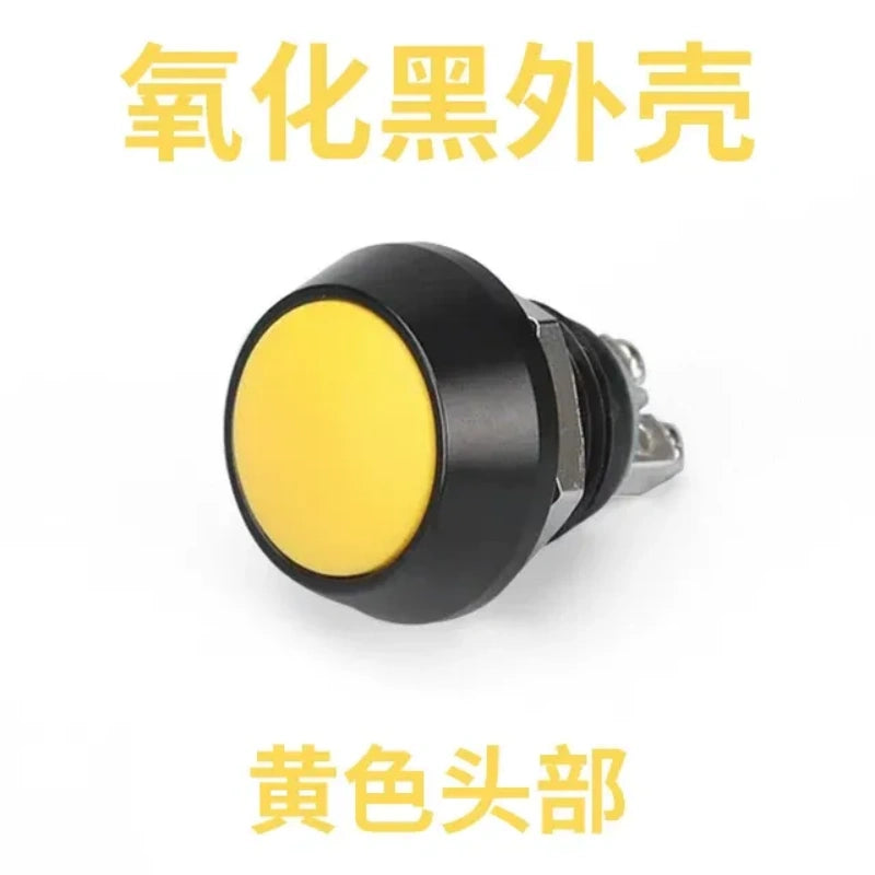 12mm spherical yellow head button,big dome momentary switch,screw foot push button,Oxidized Black button,power start button