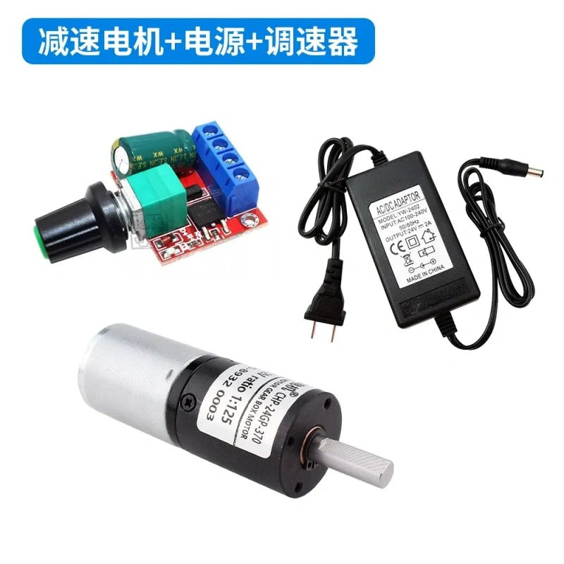 planetary gear dc motor, 24GP-370 motor, 370 dc motor, 24v dc motor, 12v dc motor, high torque dc motor, metal gear motor+speed controller+ac/dc power adapter