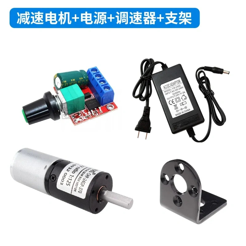 planetary gear dc motor, 24GP-370 motor, 370 dc motor, 24v dc motor, 12v dc motor, high torque dc motor, metal gear motor+mounting bracket+speed controller+power adapter