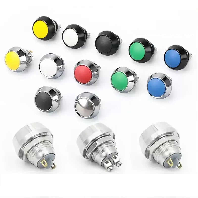 12mm spherical head button,big dome momentary switch,colorful top metal button,screw foot push button,pin terminal switch,silver contact button,ip65 waterproof metal button,1NO momentary switch,1NO1NC metal button,oxidized black button,nickel?plated brass button,power start button,point?to?point control key,compact industrial button,2A rated metal switch