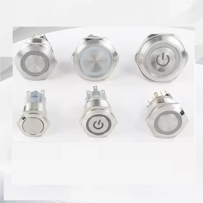 dual pole push button,2NO2NC metal button,16mm power symbol button,19mm ring led switch,ip65 waterproof metal switch,nickel?€?plated brass button,industrial dual?€?pole button,machinery control switch,automotive modified button,multi?€?circuit push button,3A rated button,long life push button