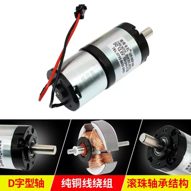 planetary gear dc motor, 36mm dc motor, chihai motor, chr-36gp-3429sk, 12v 24v dc motor, high torque dc motor, metal gear motor, dual ball bearing motor, 8mm shaft dc motor, smart car motor, robotics dc motor, low noise gear motor, heavy duty dc motor, planetary reducer motor, dc motor with connector